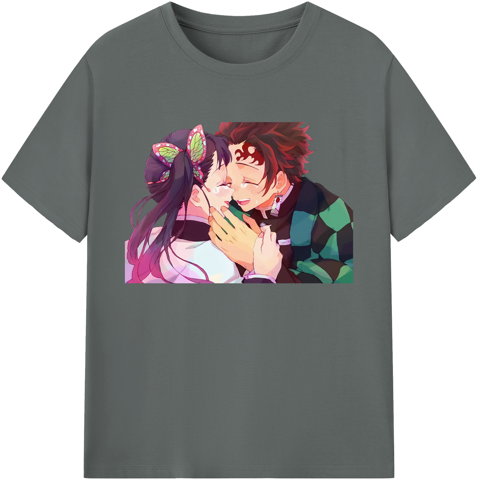 （画像用） 鬼滅の刃 竈門 炭治郎／かまど たんじろう Kamado Tanjirou 綿100％ メンズ半袖Tシャツ｜肌触りやわらか＆通気性